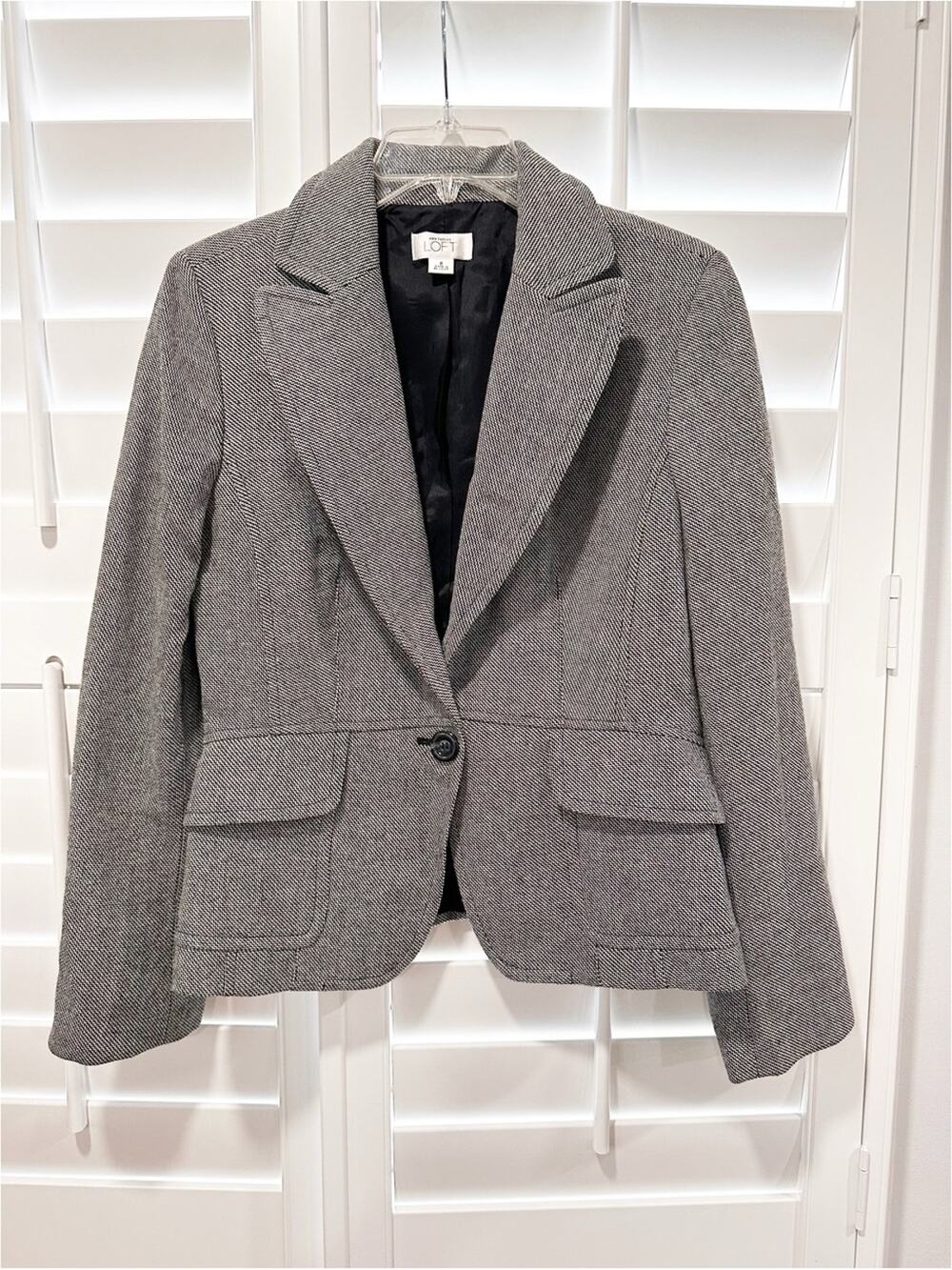 Ann Taylor LOFT Blazer Jacket Women’s Size 8 Black White Tweed Career Office